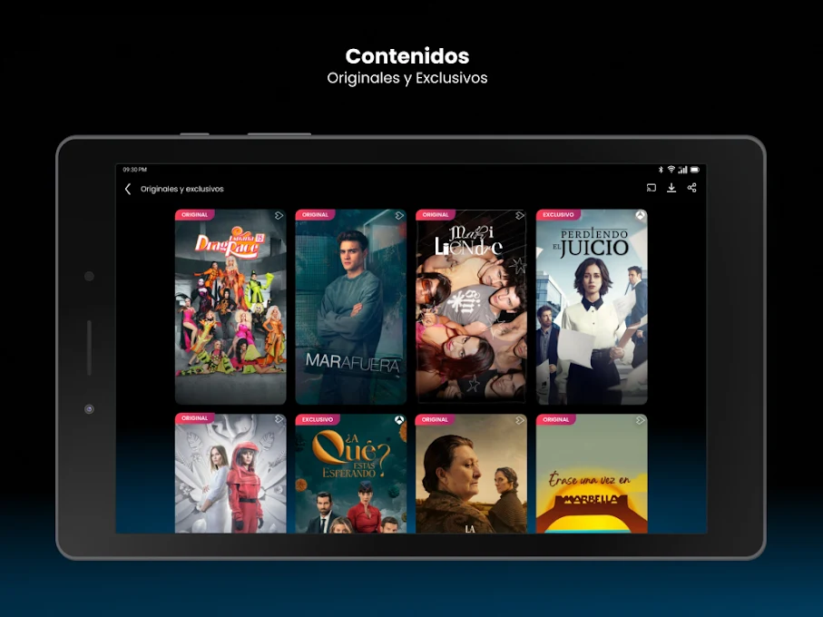 Catálogo original en tablet